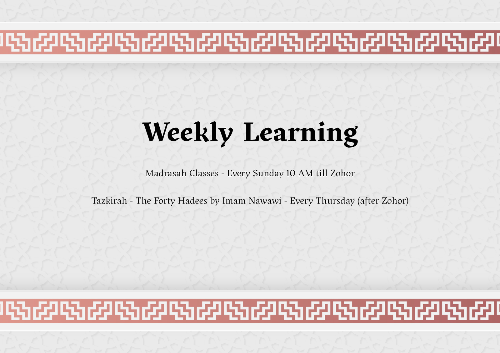 Weekly learning preview